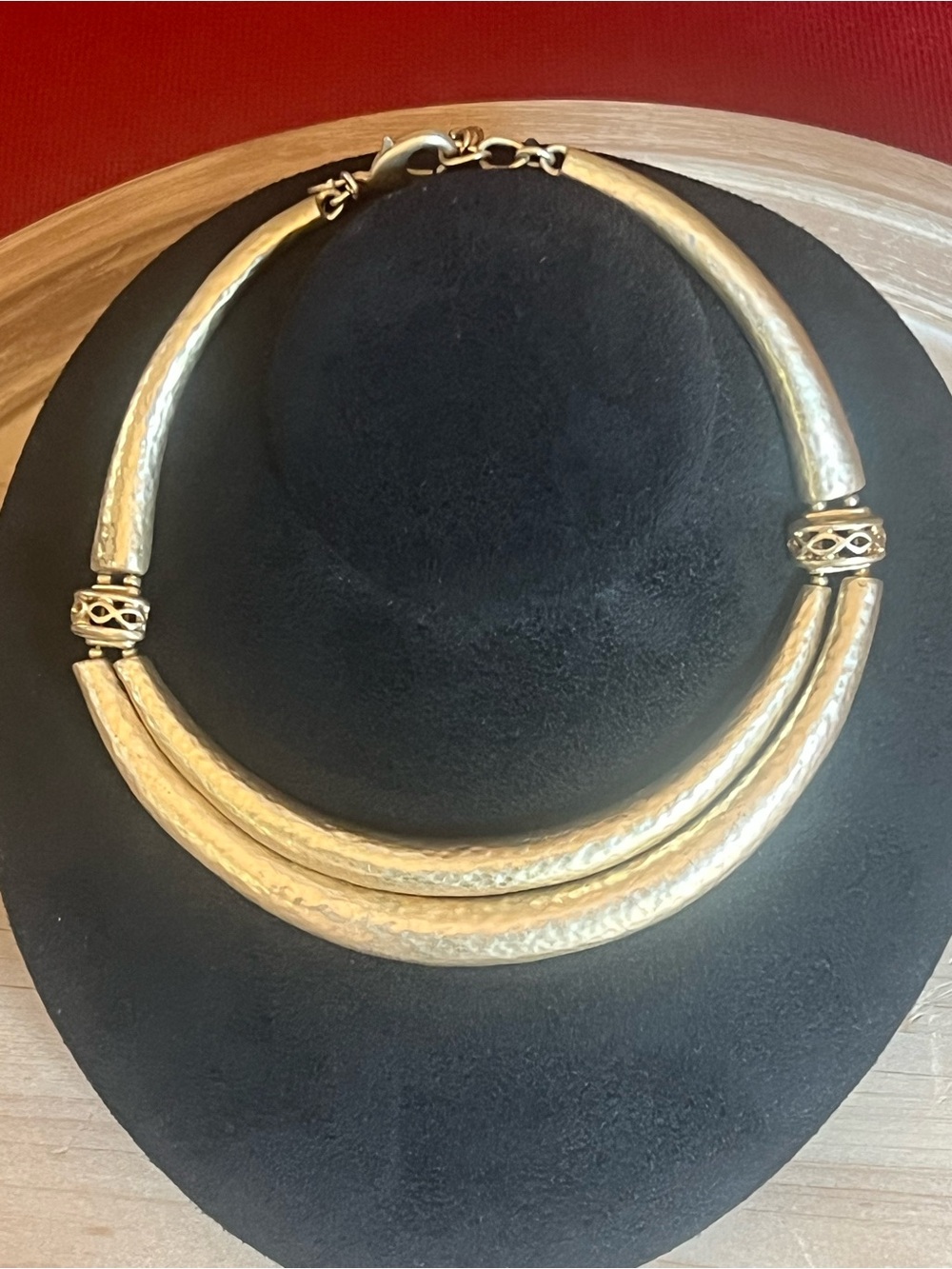 Chico's Hammered Gold Double-Tube Collar Necklace